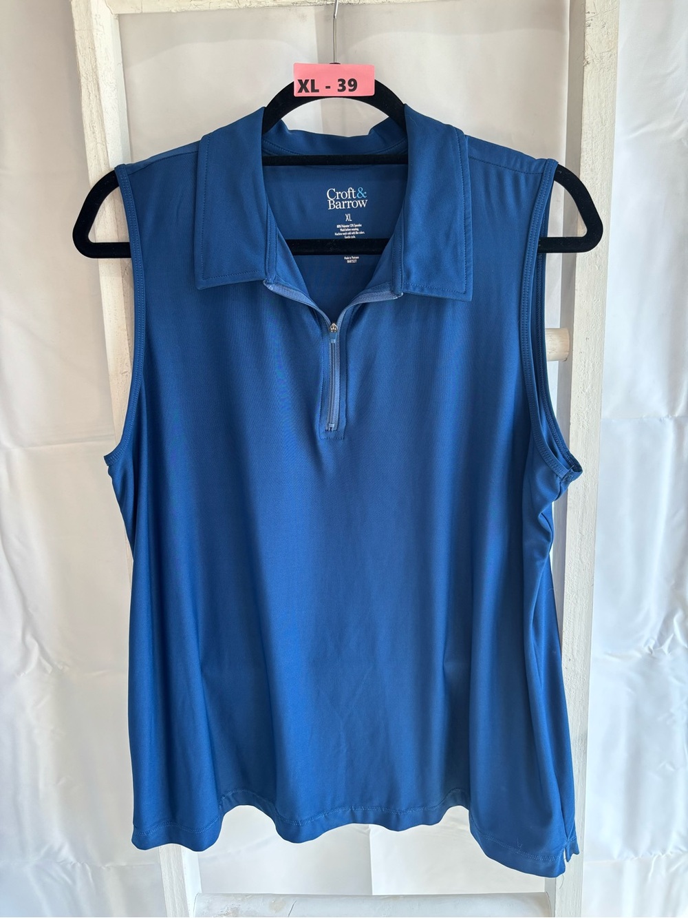 croft & barrow Blue Sleeveless Polo Zip Top